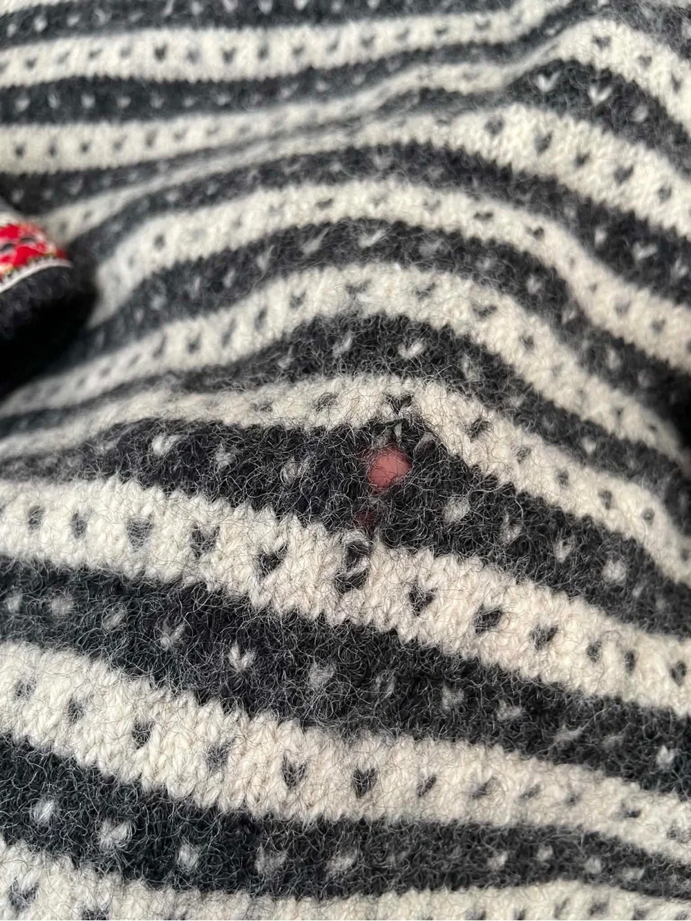 Dale of Norway Black, White & Red Nordic Wool Cardigan
